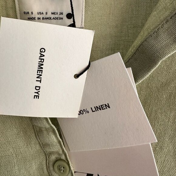 100% LINEN ZARA SLIT BLOUSE WASHED RUSTIC OVERSIZED NWT S - Picture 4 of 4